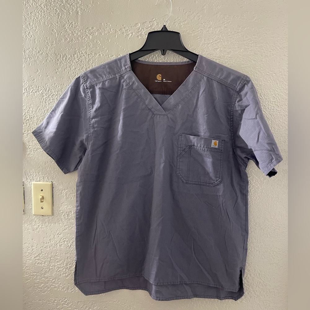 Carhartt Short-Sleeve V-Neck Work Shirt in Slate Gray-Blue‎ Size Medium